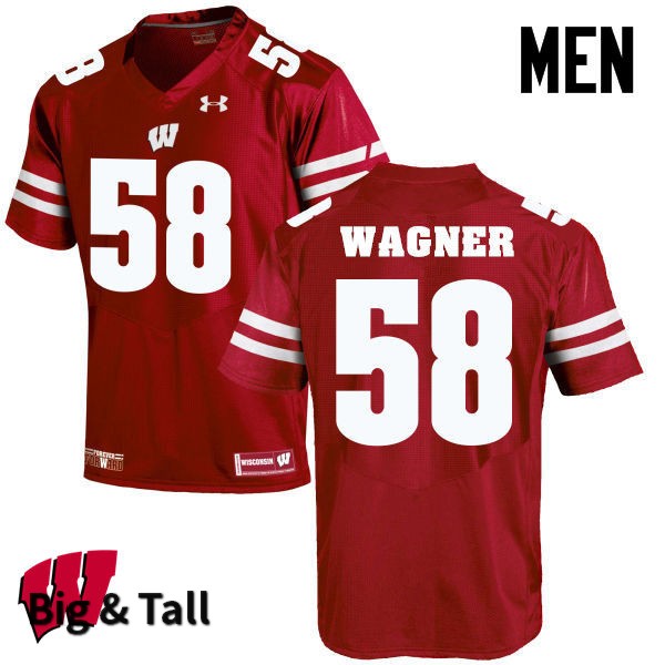 Wisconsin Badgers Men's #58 Rick Wagner NCAA Under Armour Authentic Red Big & Tall College Stitched Football Jersey XY40X11OV
